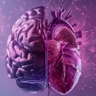 Duo Herz und Hirn Das Motiv zeigt eine Herz- und eine Hirnhälfte